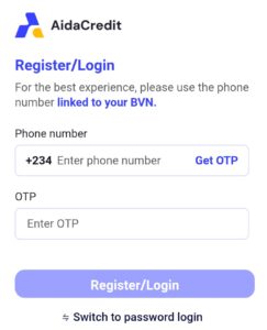 Register AidaCredit account 