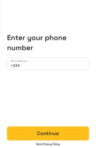 CashX sign up page 