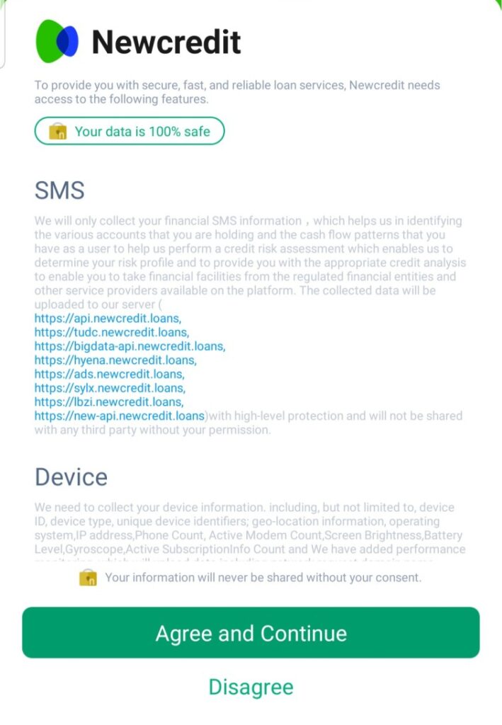 Permission How to Open an Account on the Newcredit Loan App