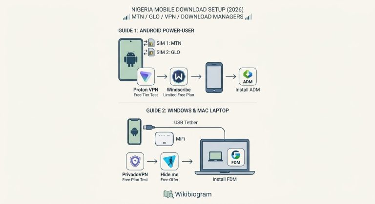 Android and Laptop Download Setup Using MTN, Glo, VPN and Download Managers